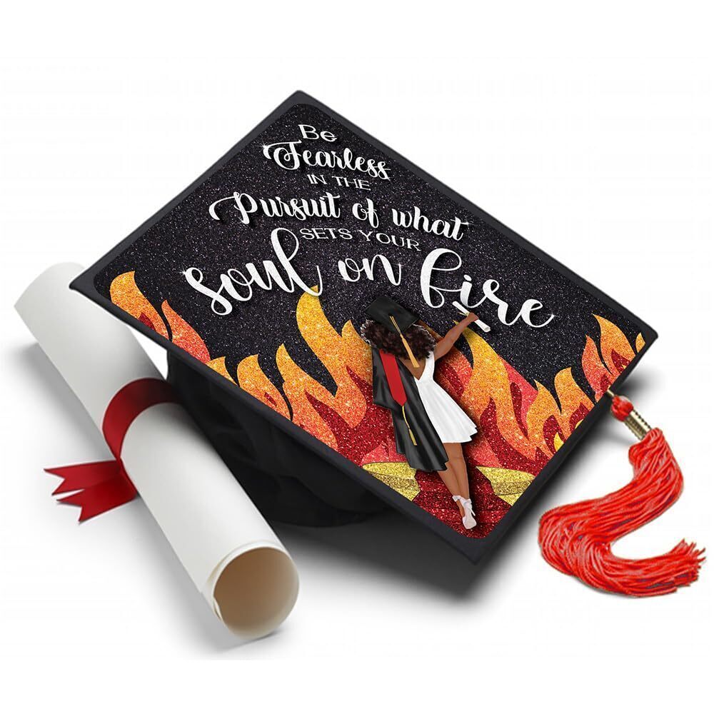 5272 Soul on Fire Decorated Grad Cap Topper, Grad Cap Decorations